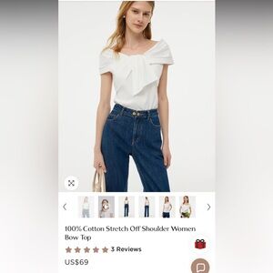 Goelia 100% Cotton Stretch Off Shoulder Women Bow Top